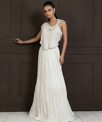 Ivory Chiffon Silk Lehenga Set 4