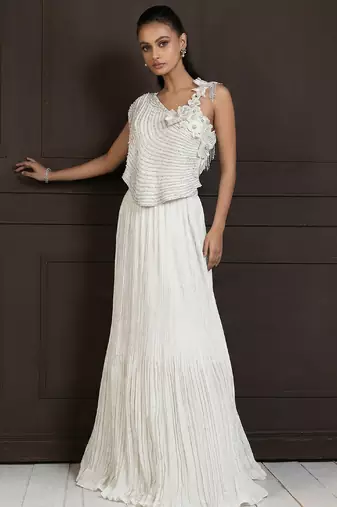 Ivory Chiffon Silk Lehenga Set
