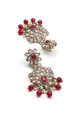 incredible flower design pearl kundan antique gold plated choker jewellery set for women 5