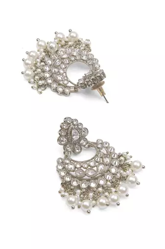 glamorous oval shape pearl kundan antique gold plated choker jewellery set for women