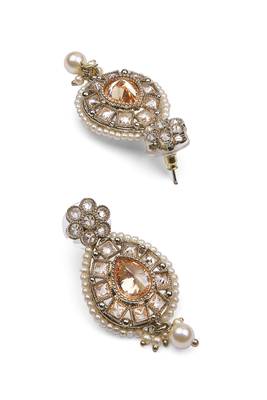 lavish flower and oval shape kundan antique gold plated choker jewellery set for women 5