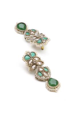 modern flower and oval shape kundan antique gold plated choker jewellery set for women 4