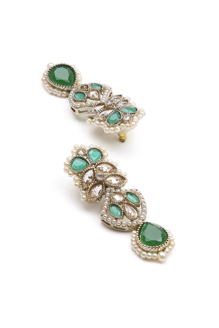 modern flower and oval shape kundan antique gold plated choker jewellery set for women
