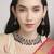 modish square and flower design kundan antique gold plated choker jewellery set for women