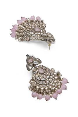 stylish flower and chandelier design kundan antique gold plated long haram jewellery set for women 4