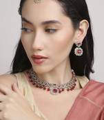 modish square and round shape kundan antique gold plated choker jewellery set for women