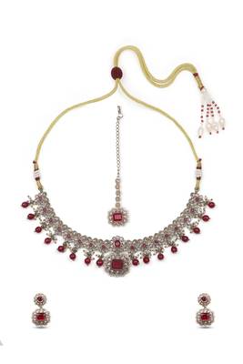 modish square and round shape kundan antique gold plated choker jewellery set for women 4