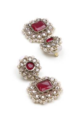 modish square and round shape kundan antique gold plated choker jewellery set for women 5