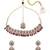 stylish oval shape red beads kundan antique gold plated choker jewellery set for women
