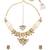 glimmery oval and leaf pearl lariat brass kundan antique gold plated choker jewellery set for women