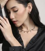 finely circle shape brass kundan antique gold plated choker necklace set for women