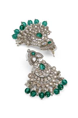 creative oval and flower chandelier shape kundan antique gold plated choker jewellery set for women 3