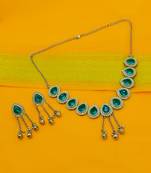 attractive oval shape green kundan antique gold plated choker necklace set for women