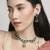 attractive oval shape green kundan antique gold plated choker necklace set for women