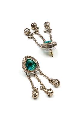 attractive oval shape green kundan antique gold plated choker necklace set for women 4