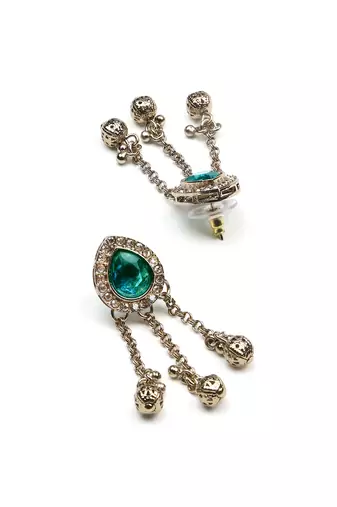attractive oval shape green kundan antique gold plated choker necklace set for women