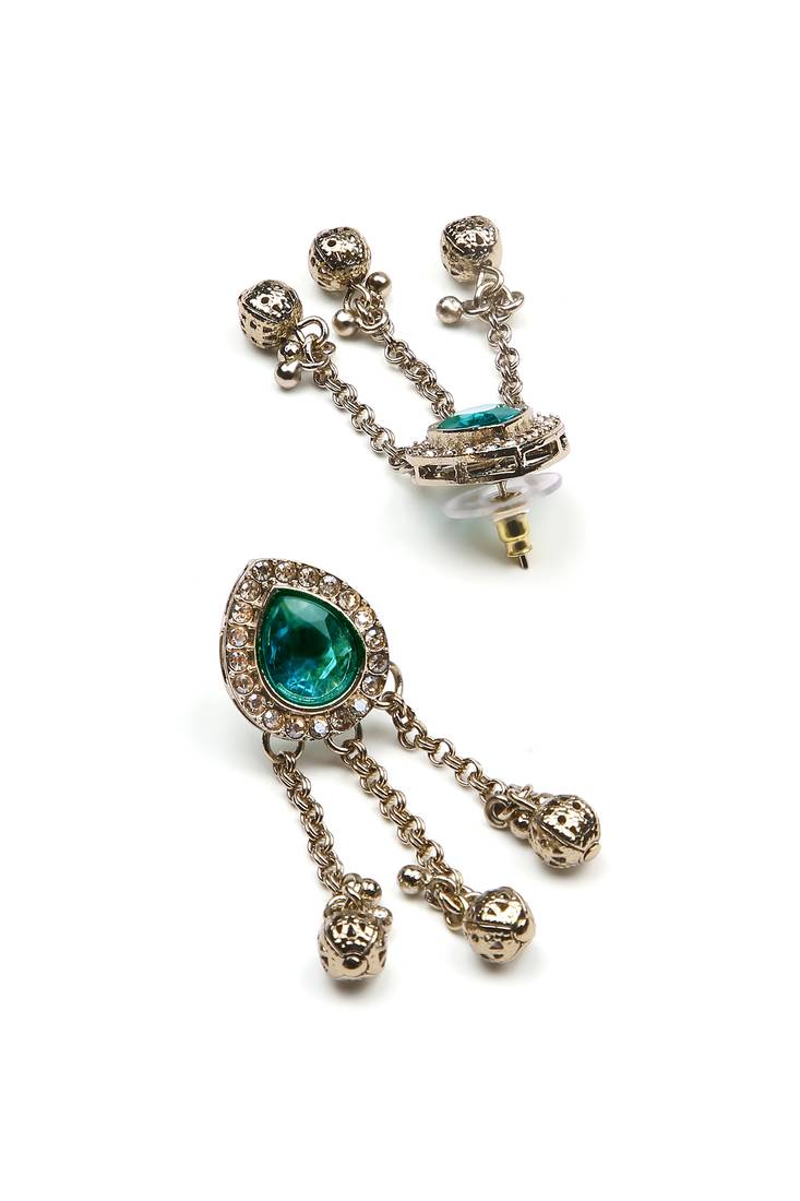 attractive oval shape green kundan antique gold plated choker necklace set for women