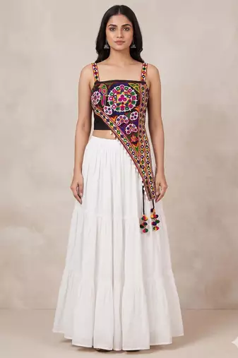 white rayon plain lehenga choli