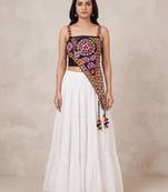 white rayon plain lehenga choli