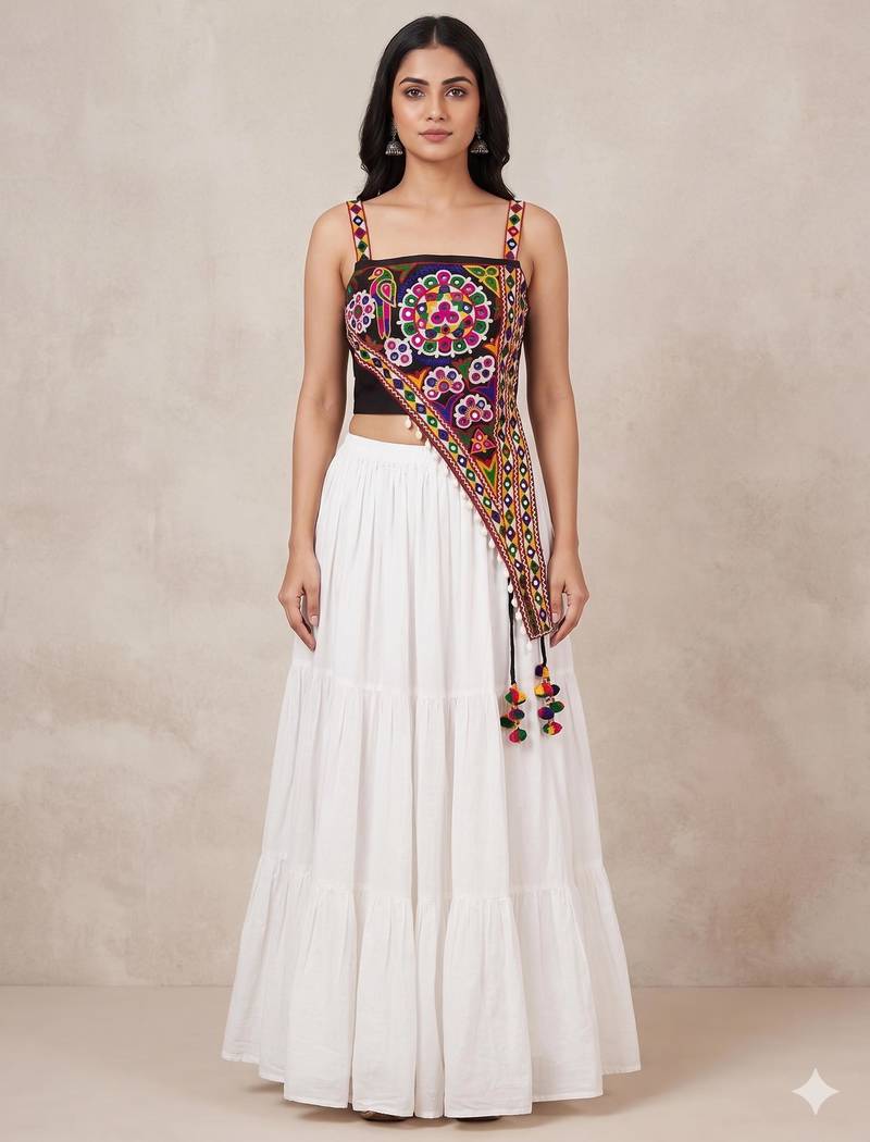 white rayon plain lehenga choli
