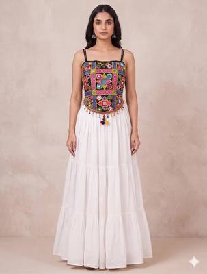 white rayon plain lehenga choli 1