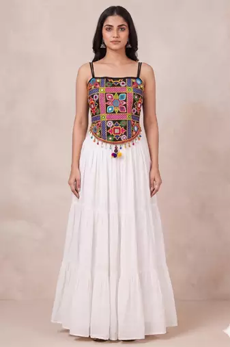 white rayon plain lehenga choli