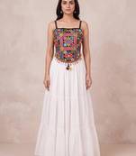 white rayon plain lehenga choli