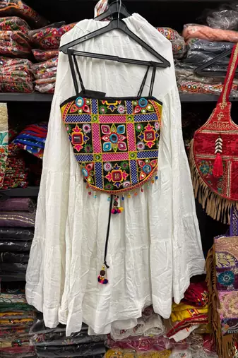white rayon plain lehenga choli
