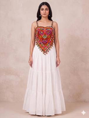 white rayon plain lehenga choli 1