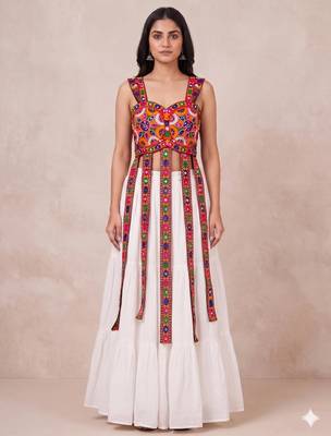 white rayon plain lehenga choli 1