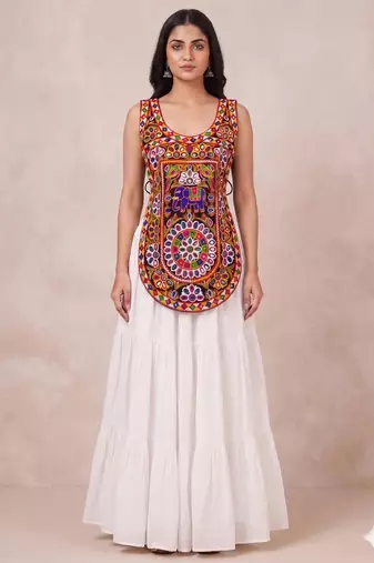 white rayon plain lehenga choli