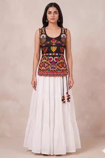 white rayon plain lehenga choli