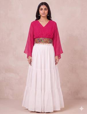 white rayon plain lehenga choli 1