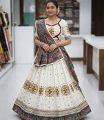white rayon embroidered lehenga choli