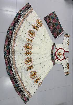 white rayon embroidered lehenga choli 2