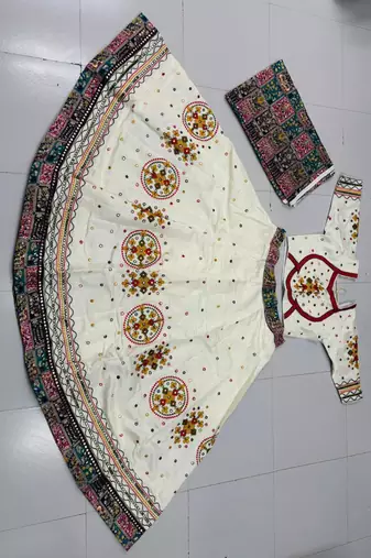 white rayon embroidered lehenga choli