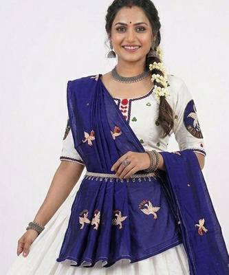 white rayon embroidered lehenga choli 1