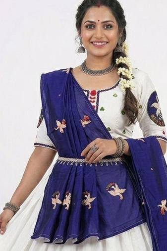 white rayon embroidered lehenga choli