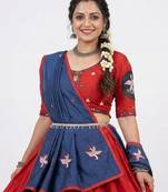 red rayon embroidered lehenga choli