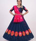 dark blue rayon embroidered lehenga choli