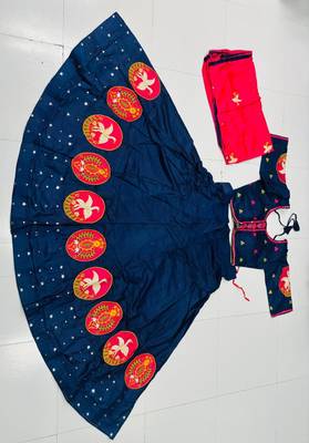 dark blue rayon embroidered lehenga choli 2