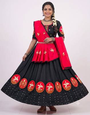 black rayon embroidered lehenga choli 1