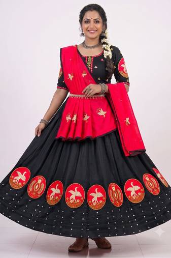 black rayon embroidered lehenga choli