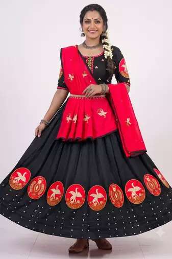 black rayon embroidered lehenga choli
