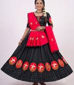 black rayon embroidered lehenga choli