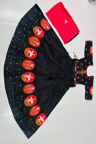 black rayon embroidered lehenga choli