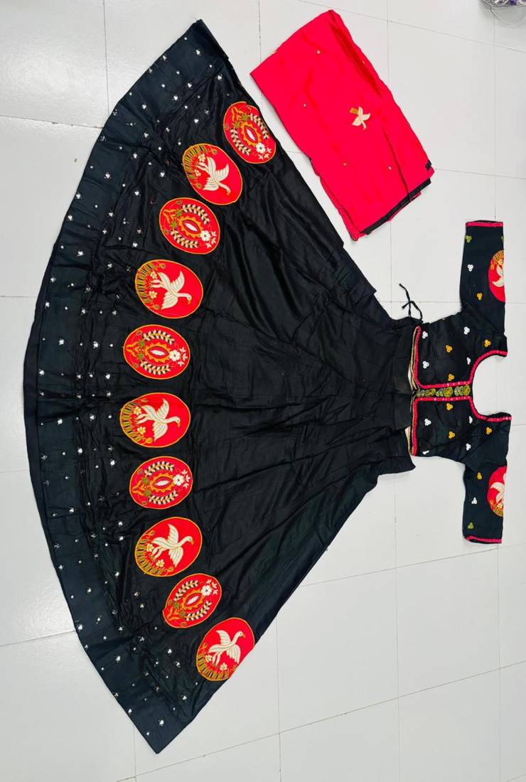 black rayon embroidered lehenga choli