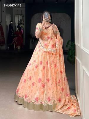 peach art silk printed lehenga choli 1