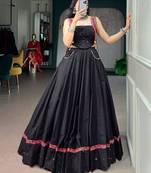 black cotton embroidered lehenga choli