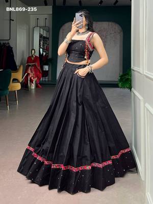 black cotton embroidered lehenga choli 2